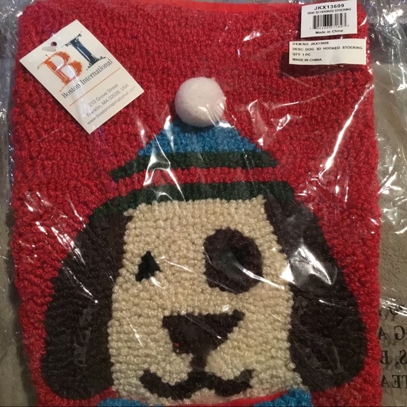 NWT Boston Inter Stocking Dog 3D 19” Hooked - Picture 3 of 5